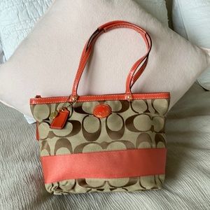Coach Signature stripe tote